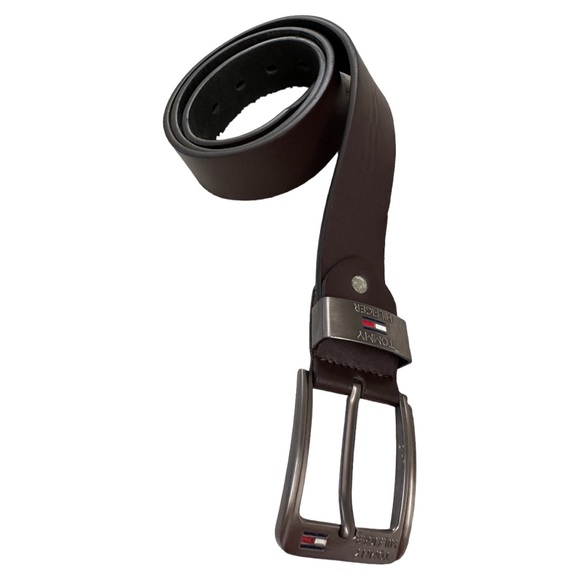 TOMMY HILFIGER men’s brown leather belt - Picture 1 of 9